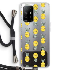 Ananas: Oppo A95 5G Transparant Hoesje met koord