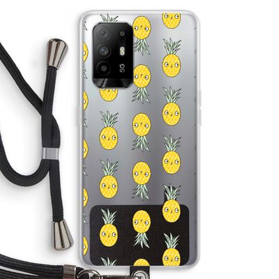 Ananas: Oppo A95 5G Transparant Hoesje met koord