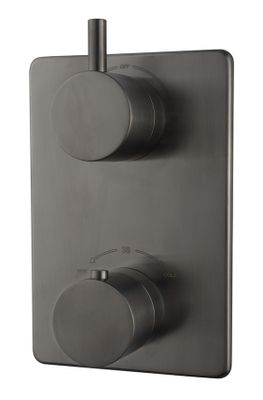 Afbouwdeel tbv douchekraan Wiesbaden Caral | Thermostaatkraan | 2-weg | Rechthoek | Gunmetal PVD