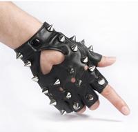 Kinderen Punk Rivet Faux leder handschoen Kids DS dansen van Rock and Roll Jazz halve vinger Glove(Black)