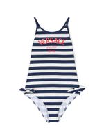 Versace Kids maillot de bain rayé à logo imprimé - Bleu - thumbnail