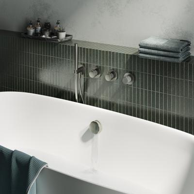 Hotbath Cobber X afbouwdeel voor douchethermostaat met 2 stopkranen zonder uitloop p geborsteld nikkel CX7071EXTGN