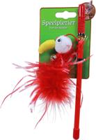 Kattenspeelgoed hengel featherbird rood - Gebr de boon