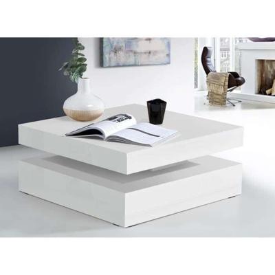 Salontafel draaibaar blad - Vierkant glanzend wit - 78 x 78 x 36 cm