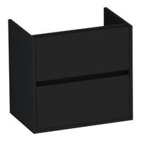 Brauer Adore - Onderkast Ondiep - 60 cm - met 2 Softclose Lades Greeploos en 1 Sifon Uitsparing - Mat Zwart