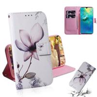 Magnolia bloem patroon gekleurde tekening horizontale Flip lederen case voor Huawei mate 20 met houder & card slots & portemonnee