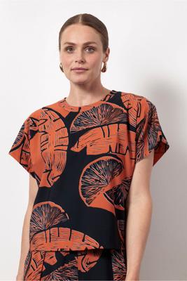 Renske orange top - ginger spice/dark blue - 13010