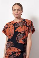 Renske orange top - ginger spice/dark blue - 13010