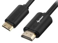 Sharkoon 3m, HDMI/Mini HDMI HDMI kabel HDMI Type A (Standaard) HDMI Type C (Mini) Zwart - thumbnail