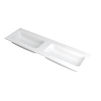 INK Faktor Wastafel Polystone Dubbel met 2 Kraangaten - 1600x450x15 mm - Mat Wit