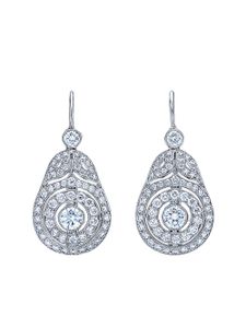 KWIAT boucles d'oreilles pendantes Splendor Concentric en or blanc 18ct ornées de diamants - Argent