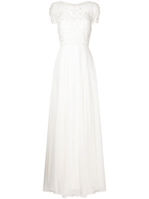 Jenny Packham robe longue Albertine à ornements de cristaux - Blanc