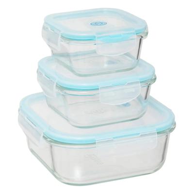 5Five Vershoudbakjes met deksel - glas - set 3x stuks - 330/530/1180 ml