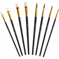 Nassau Fine Art hobby schilderspalet met 8x penselen - Diverse formaten - Penselen