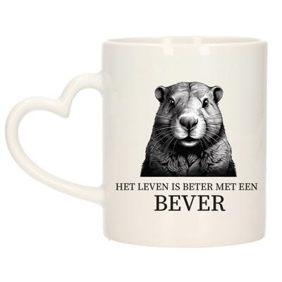 Cadeau mok voor de familie Bever - het leven is beter met - hart oor - keramiek - 300 ml