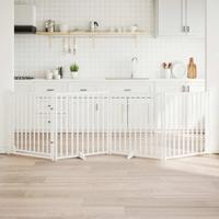 VidaXL Hondenhek inklapbaar 4 panelen 320 cm massief vurenhout wit