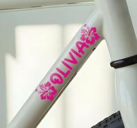 Roze hawaï bloemen Fiets naamsticker