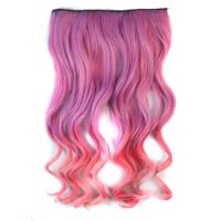 Eendelige naadloze Hair Extension stuk kleur verloop grote golf lang Curling Clip Type haarstukje