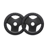 2 x 10 kg Olympische halterschijf Gripper Gietijzer rubber coating - 50/51 mm