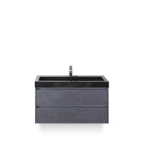 Dante Badmeubelset 100 cm - Beton Antraciet - Wastafel Hardsteen Wit Lucca
