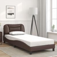 Bedframe zonder matras "Hvar" kunstleer bruin 90x190 cm