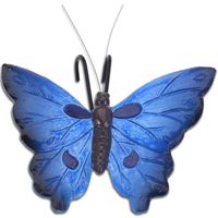 Pro Garden tuindecoratie bloempothanger vlinder - kunststeen - blauw - 13 x 10 cm   -