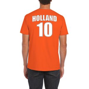 Oranje supporter t-shirt met rugnummer 10 - Holland / Nederland fan shirt voor heren