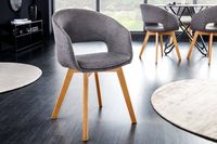 Design stoel NORDIC STAR grijze structuurstof houten poten eikenlook - 43421