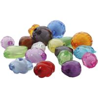 Facetkralen van acryl, afm 8-20 mm, gatgrootte 2-3 mm, diverse kleuren, 1000 gr/ 1 doos