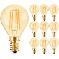 Voordeelpak 10x LED Filament Lamp E14 Kogel Amber 4W - Zeer Warm Wit 2200K