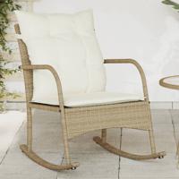 Tuinschommelstoel met kussens poly rattan beige - thumbnail