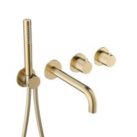 Hotbath Ace Afbouwdeel - Inbouw Badthermostaat met 2-Weg Stop-Omstel met Uitloop en Handdouche - Geborsteld Messing PVD