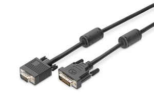 Digitus AK-320300-020-S DVI-kabel DVI / VGA Adapterkabel DVI-I 24+5-polige stekker, VGA-stekker 15-polig 2.00 m Zwart Schroefbaar, Met Ferrietkern