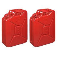 Set van 2x stuks metalen jerrycan rood voor brandstof 20 liter - thumbnail