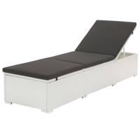 Ligbed met kussen poly rattan wit
