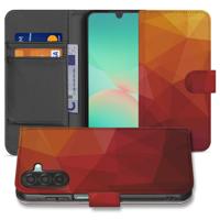 Bookcase Samsung Galaxy A17 Polygon Rood, PU Leer, 3 Pasjes - thumbnail