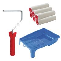 Sorex Verfrollers schilderen set - met beugel en verfbak - 6x rollers van 18 cm - anti spat rollers
