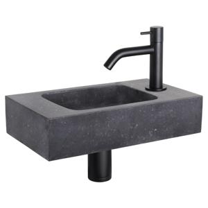 Differnz fonteinset bombai black - natuursteen - kraan gebogen - 40 x 22 x 9 cm - mat zwart