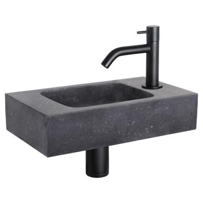 Differnz fonteinset bombai black - natuursteen - kraan gebogen - 40 x 22 x 9 cm - mat zwart