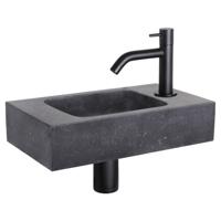 Differnz fonteinset bombai black - natuursteen - kraan gebogen - 40 x 22 x 9 cm - mat zwart