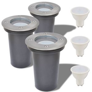 VidaXL Led-grondspots buiten 3 stuks rond