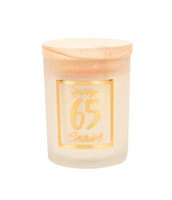 Geurkaars klein goud/wit - 65 jaar