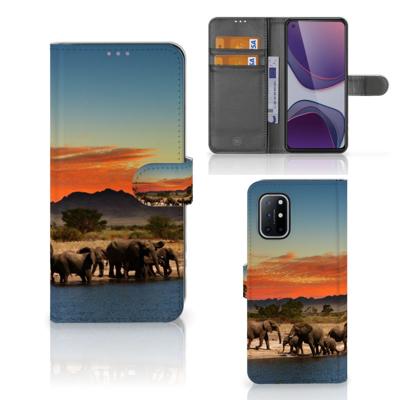 OnePlus 8T | Telefoonhoesje | Met pasjeshouder | Olifanten