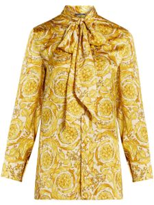 Versace chemise en soie à imprimé Barocco - Jaune