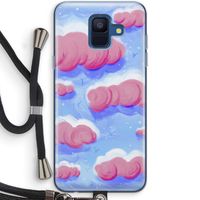Roze wolken met vogels: Samsung Galaxy A6 (2018) Transparant Hoesje met koord