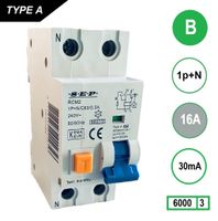 SEP Aardlekautomaat 16A B Kar 30mA 2 polig 36mm RCM2 Kema Keur 230V automaat en aardlek in een SEP Aardlekautomaat 16A B Kar 30mA 2 polig 36mm RCM2 Kema Keur 230V automaat en aardlek in een