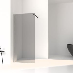 BWS Inloopdouche Slim | Rookglas Anti-Kalk Coating | Black Chrome Profiel (alle maten)