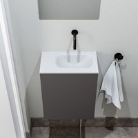Zaro Polly toiletmeubel 40cm donkergrijs met witte wastafel zonder kraangat rechts - thumbnail