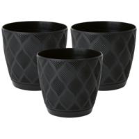 Form Plastic Plantenpot/bloempot New Age - 3x - kunststof - zwart - D15 x H14 cm