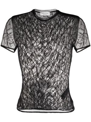 Blumarine t-shirt à transparent en point d'esprit - Noir